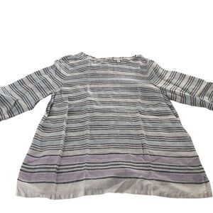 J. Jill Linen Top with grey and White Stripes